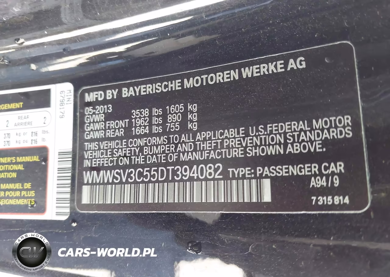 2013 Mini Hardtop Cooper S VIN:WMWSV3C55DT394082 - 9