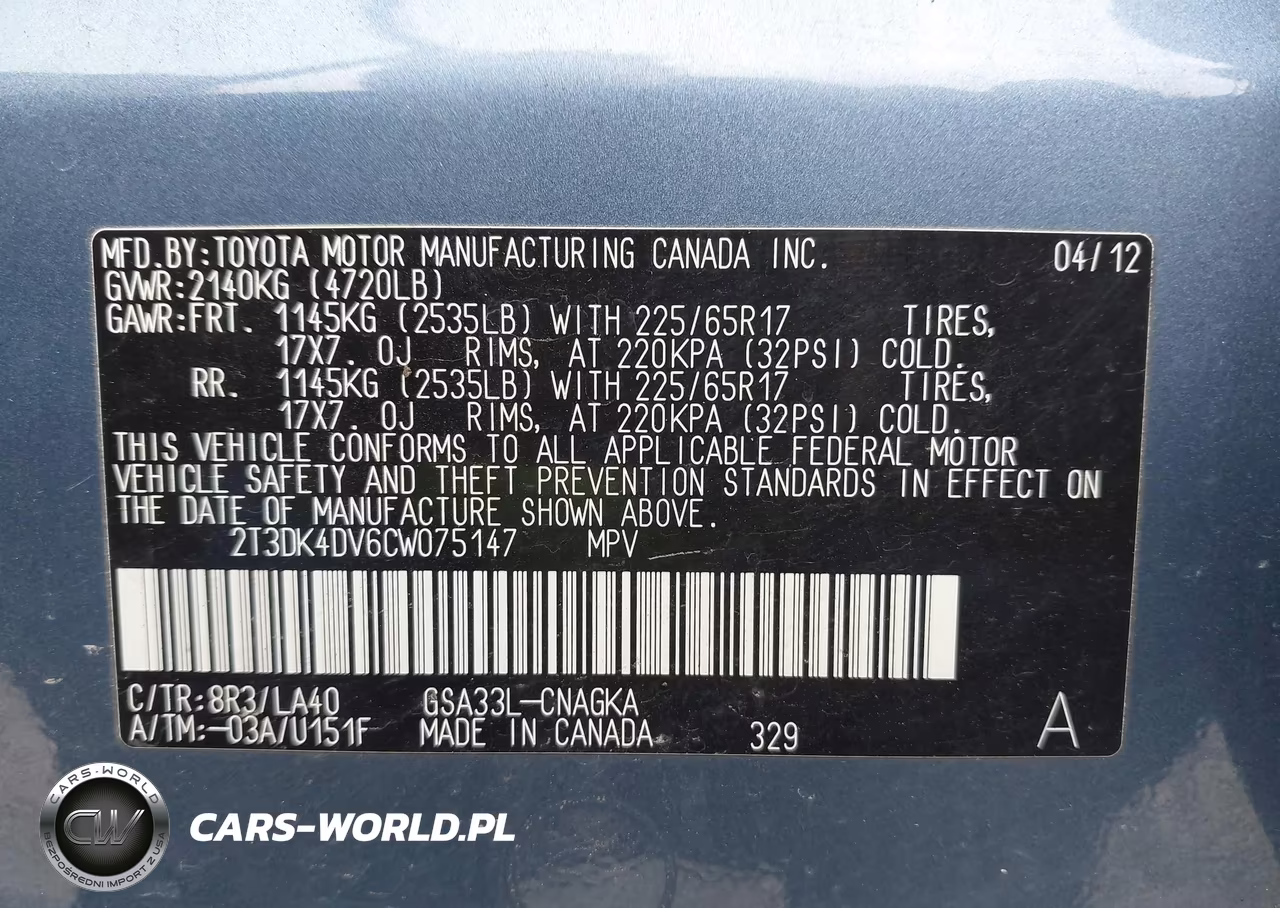 2012 Toyota Rav4 Limited V6 VIN:2T3DK4DV6CW075147 - 9