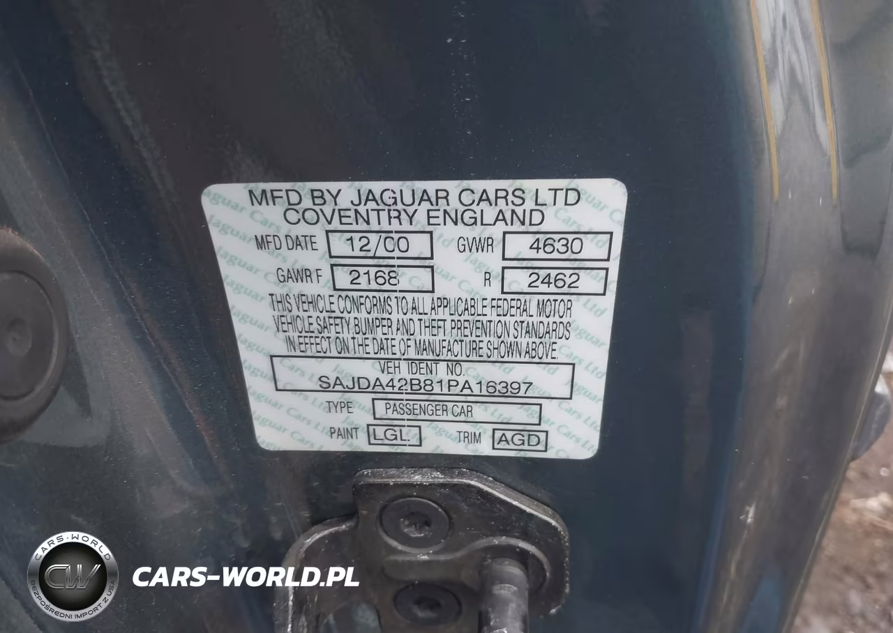 2001 Jaguar Xkr VIN:SAJDA42B81PA16397 - 9