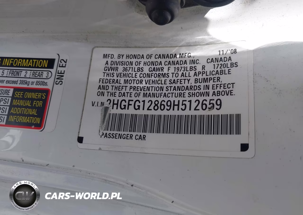 2009 Honda Civic Ex VIN:2HGFG12869H512659 - 9