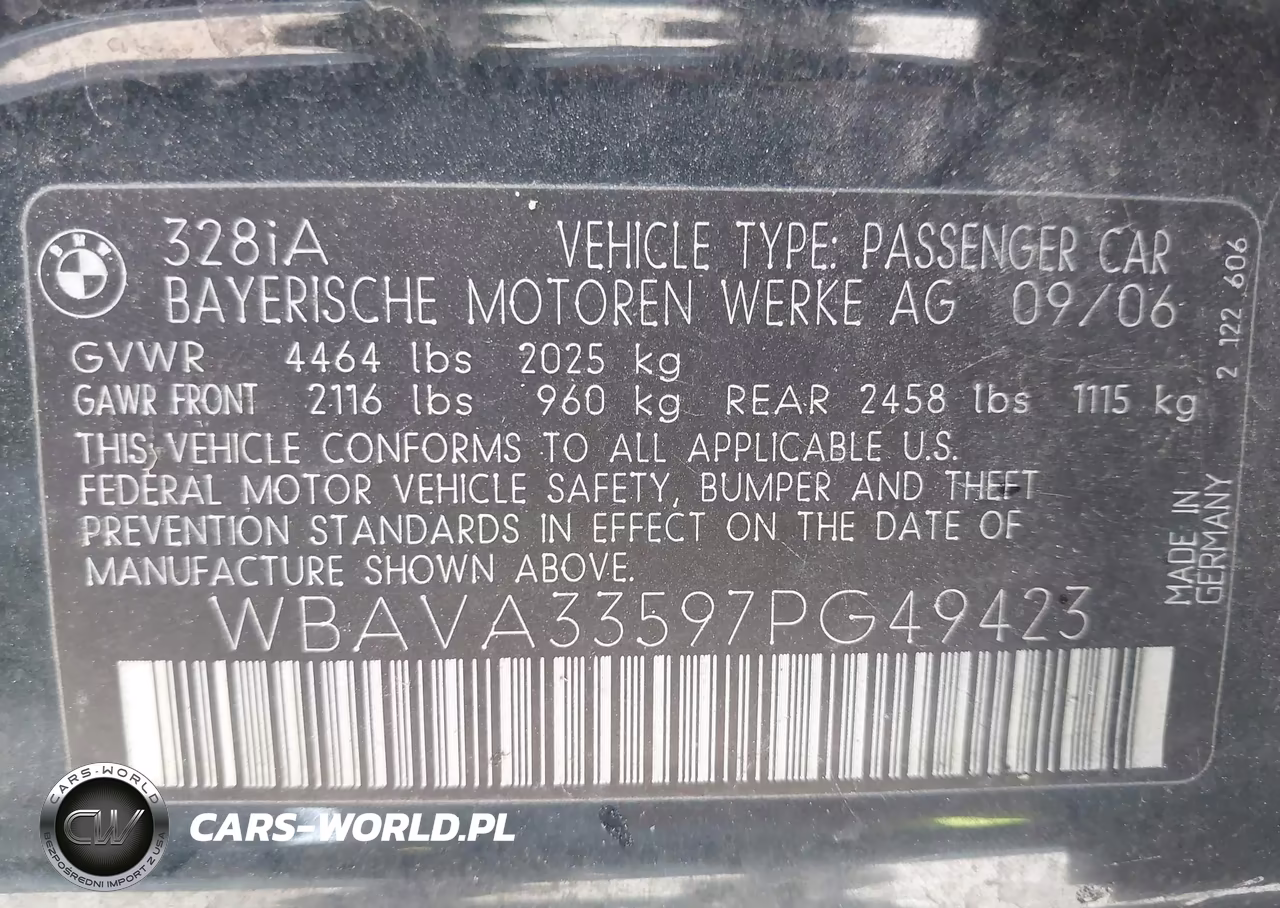 2007 BMW 328I VIN:WBAVA33597PG49423 - 9