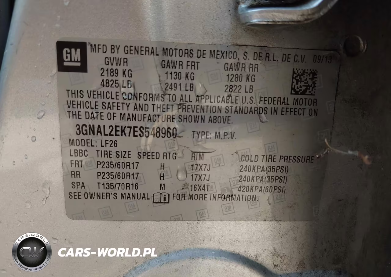2014 Chevrolet Captiva Sport 2Ls VIN:3GNAL2EK7ES548960 - 9