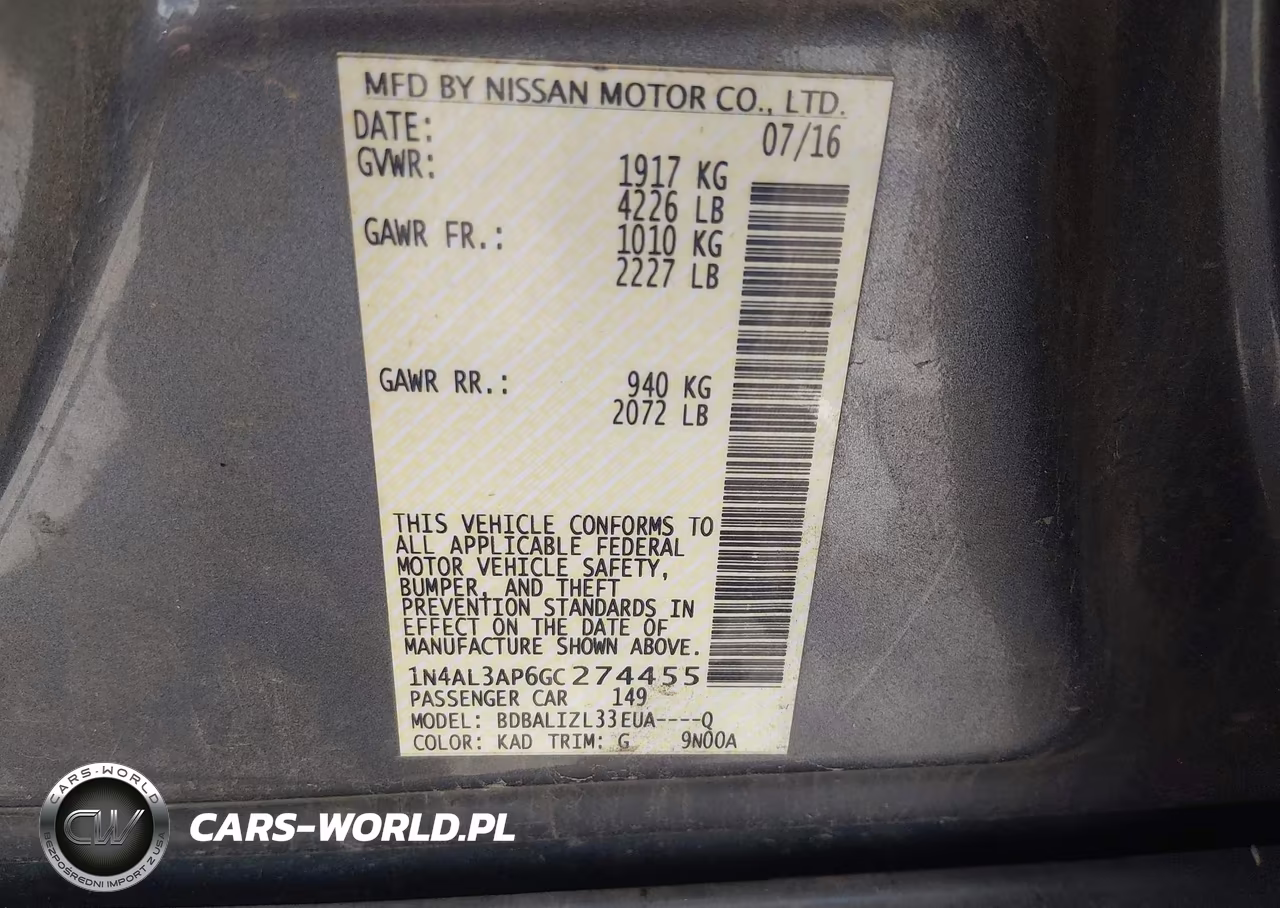 2016 Nissan Altima 2.5 Sv VIN:1N4AL3AP6GC274455 - 9