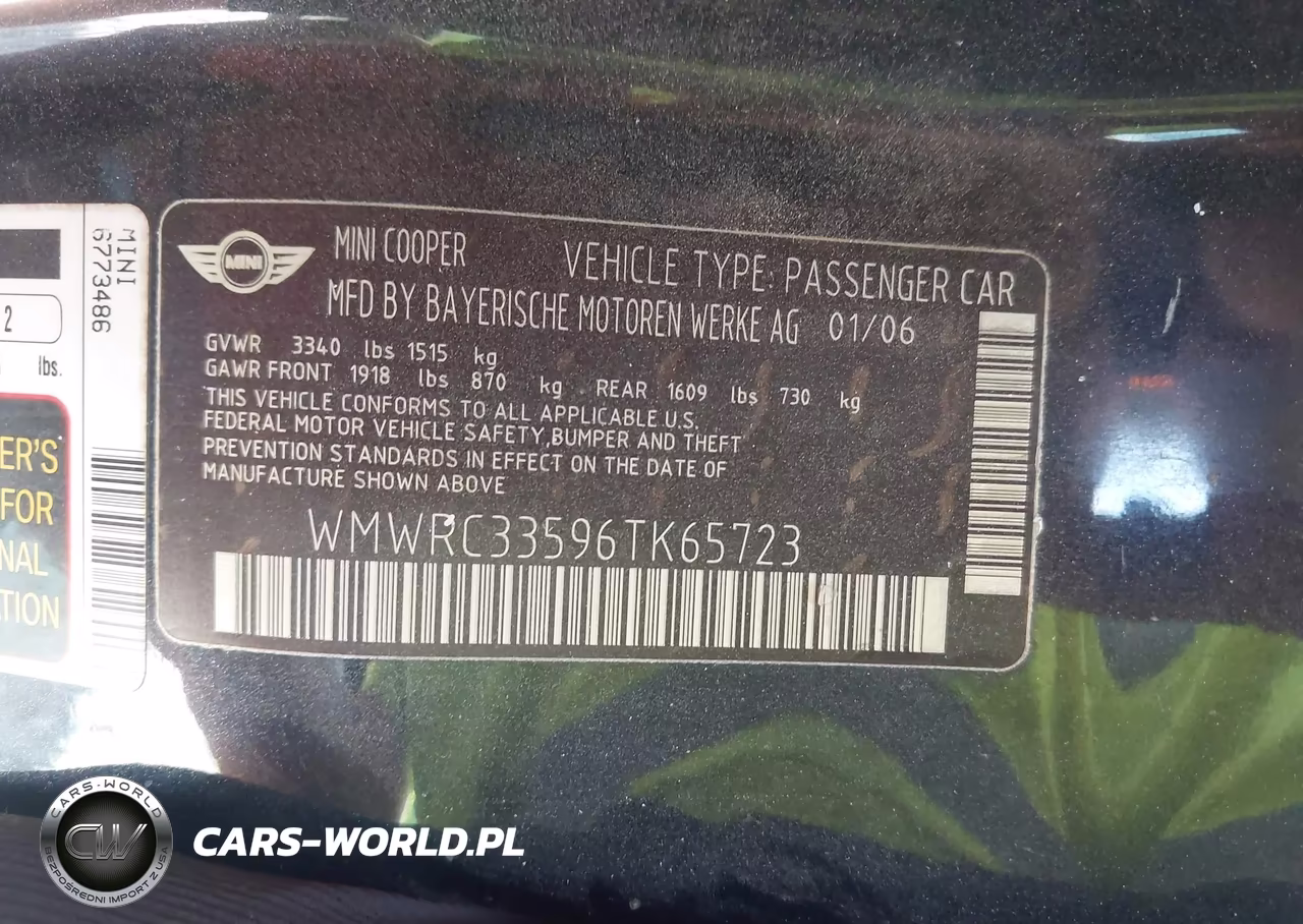 2006 Mini Cooper VIN:WMWRC33596TK65723 - 9