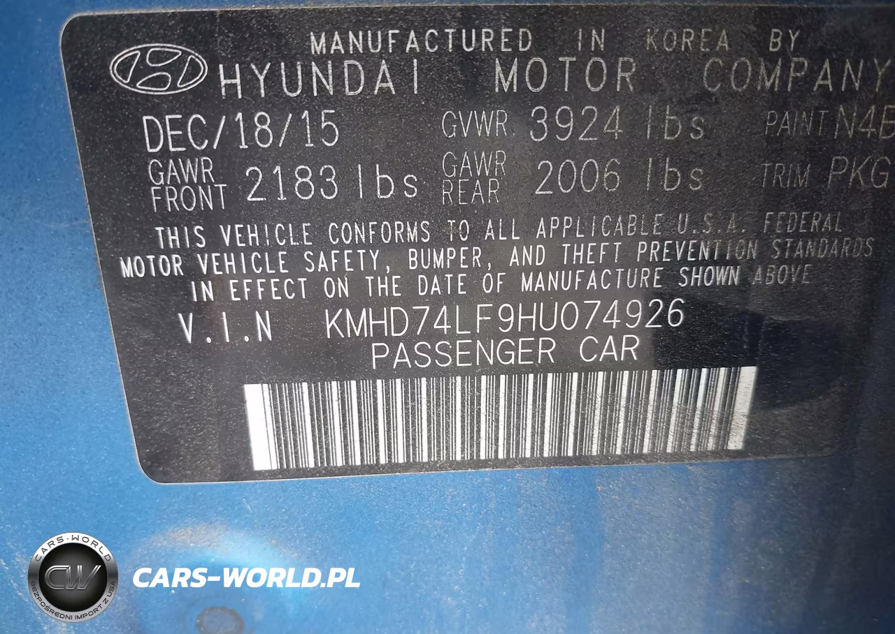 2017 Hyundai Elantra Se VIN:KMHD74LF9HU074926 - 9