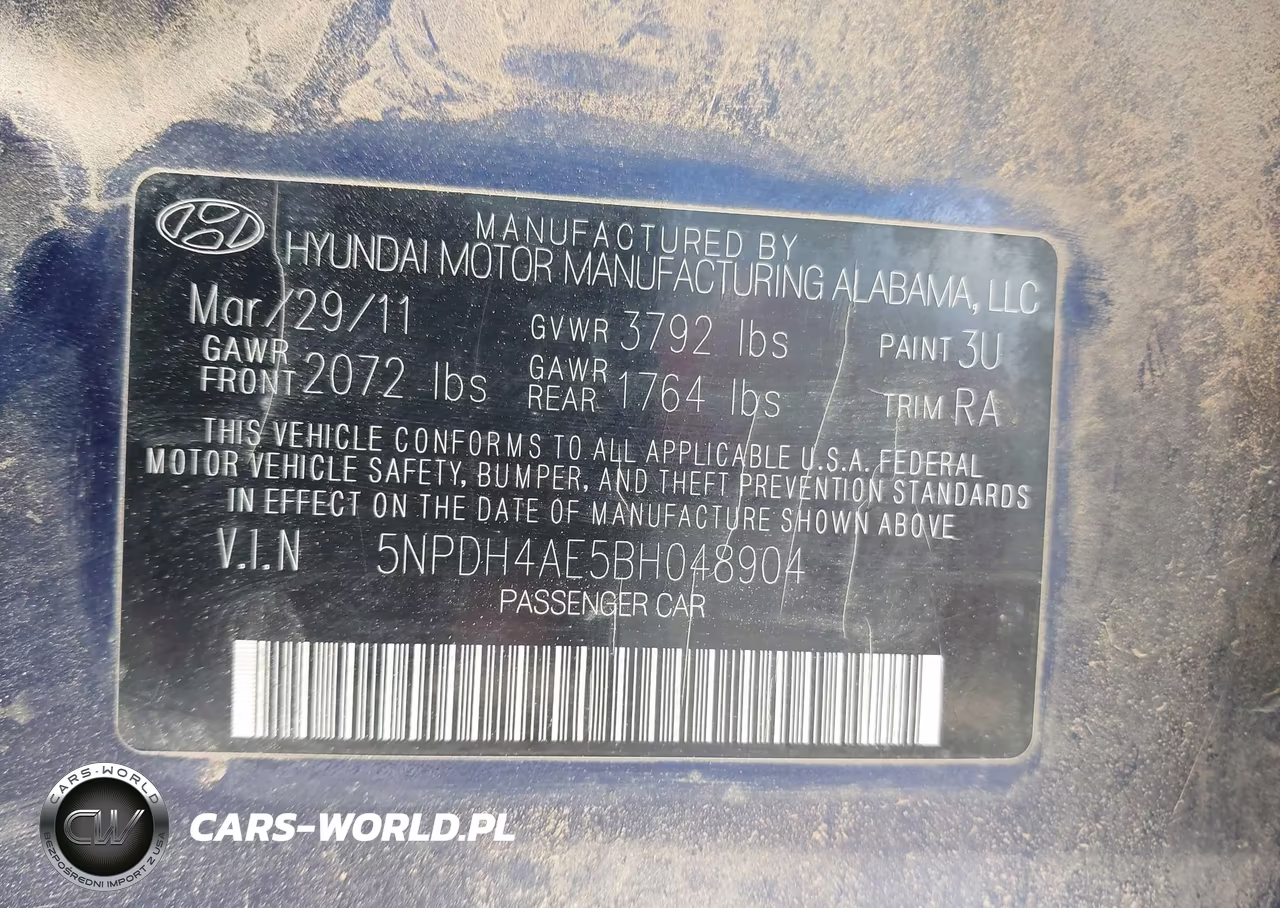 2011 Hyundai Elantra Gls VIN:5NPDH4AE5BH048904 - 9