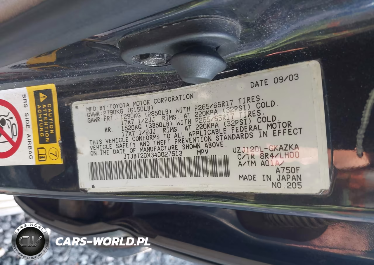 2004 Lexus Gx 470 VIN:JTJBT20X340027513 - 9