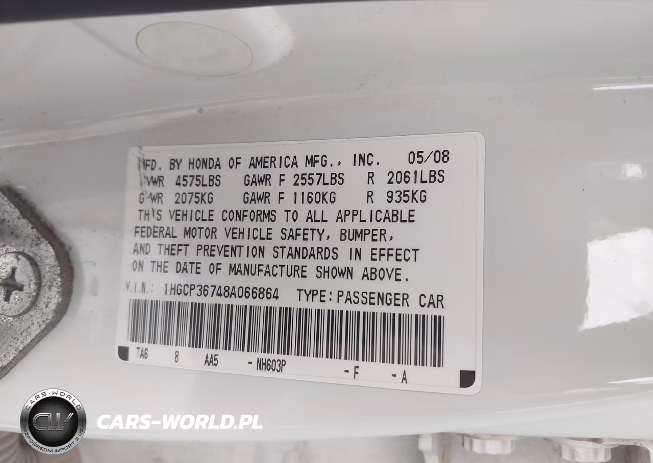 2008 Honda Accord 3.5 Ex VIN:1HGCP36748A066864 - 9