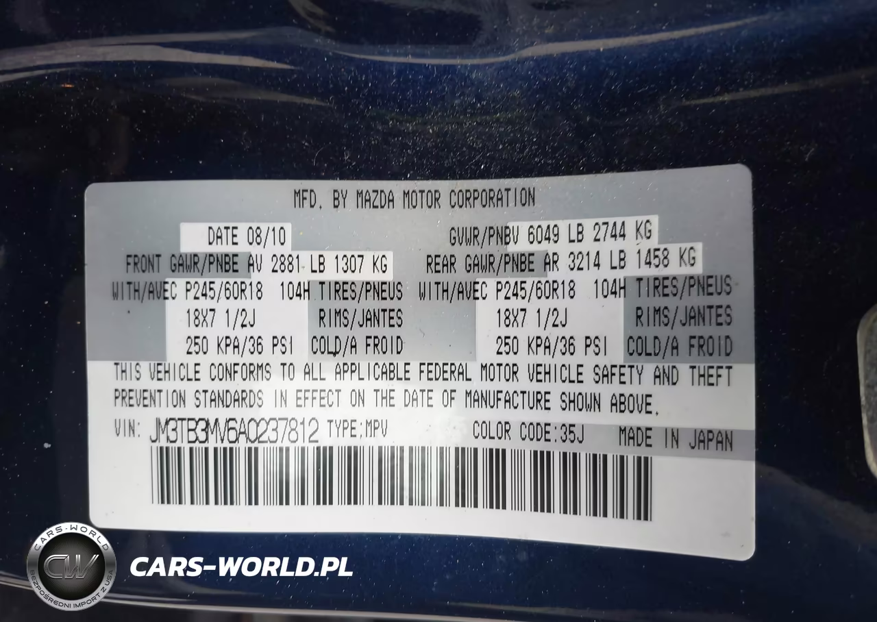 2010 Mazda Cx-9 Touring VIN:JM3TB3MV6A0237812 - 9