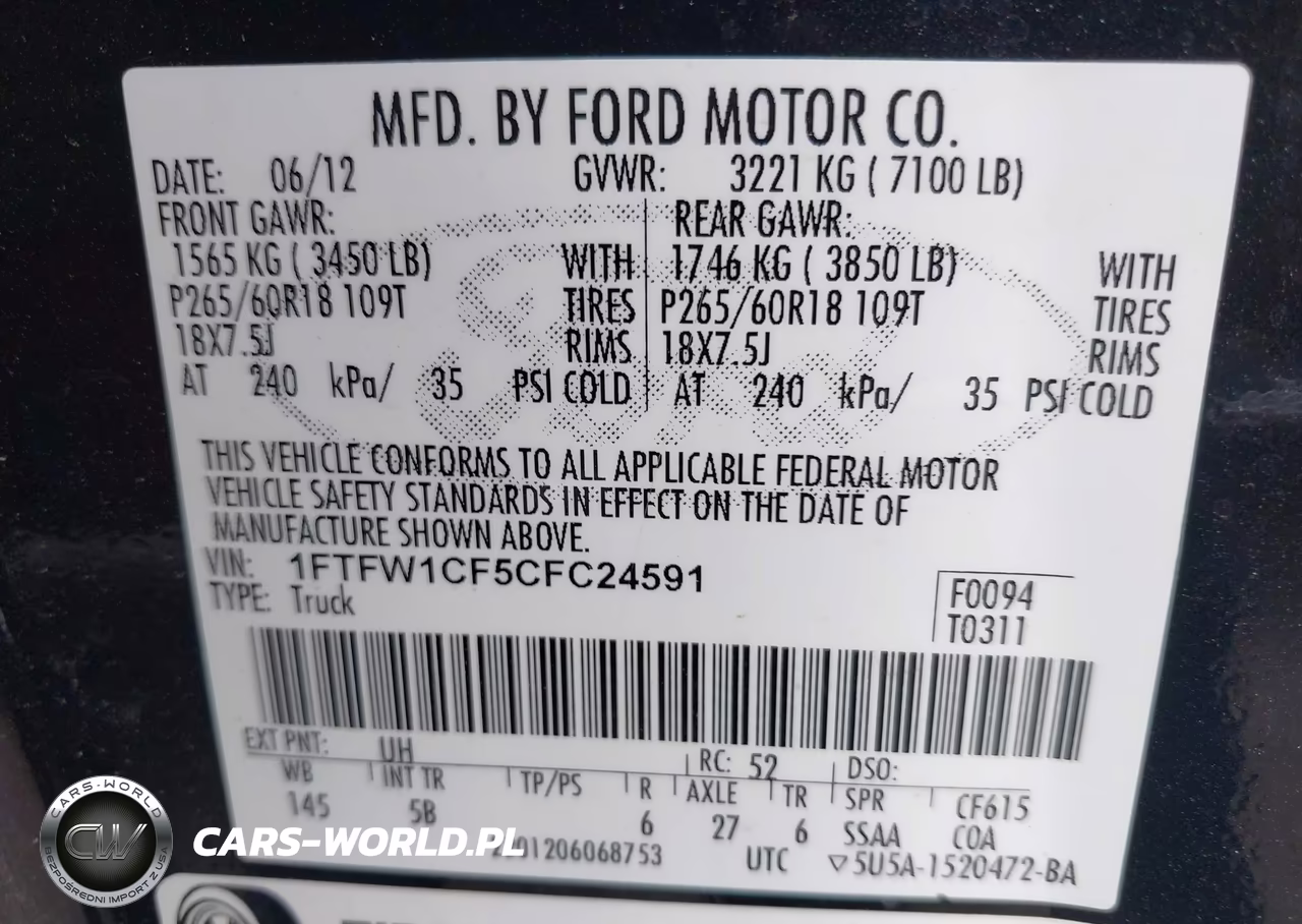 2012 Ford F-150 Fx2-King Ranch-Lariat-Platinum-Xl-Xlt VIN:1FTFW1CF5CFC24591 - 9
