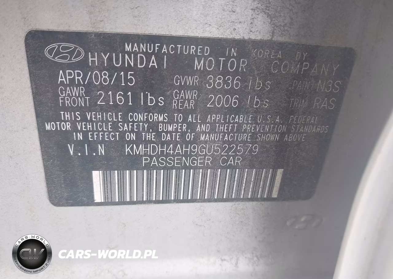 2016 Hyundai Elantra Sport VIN:KMHDH4AH9GU522579 - 9