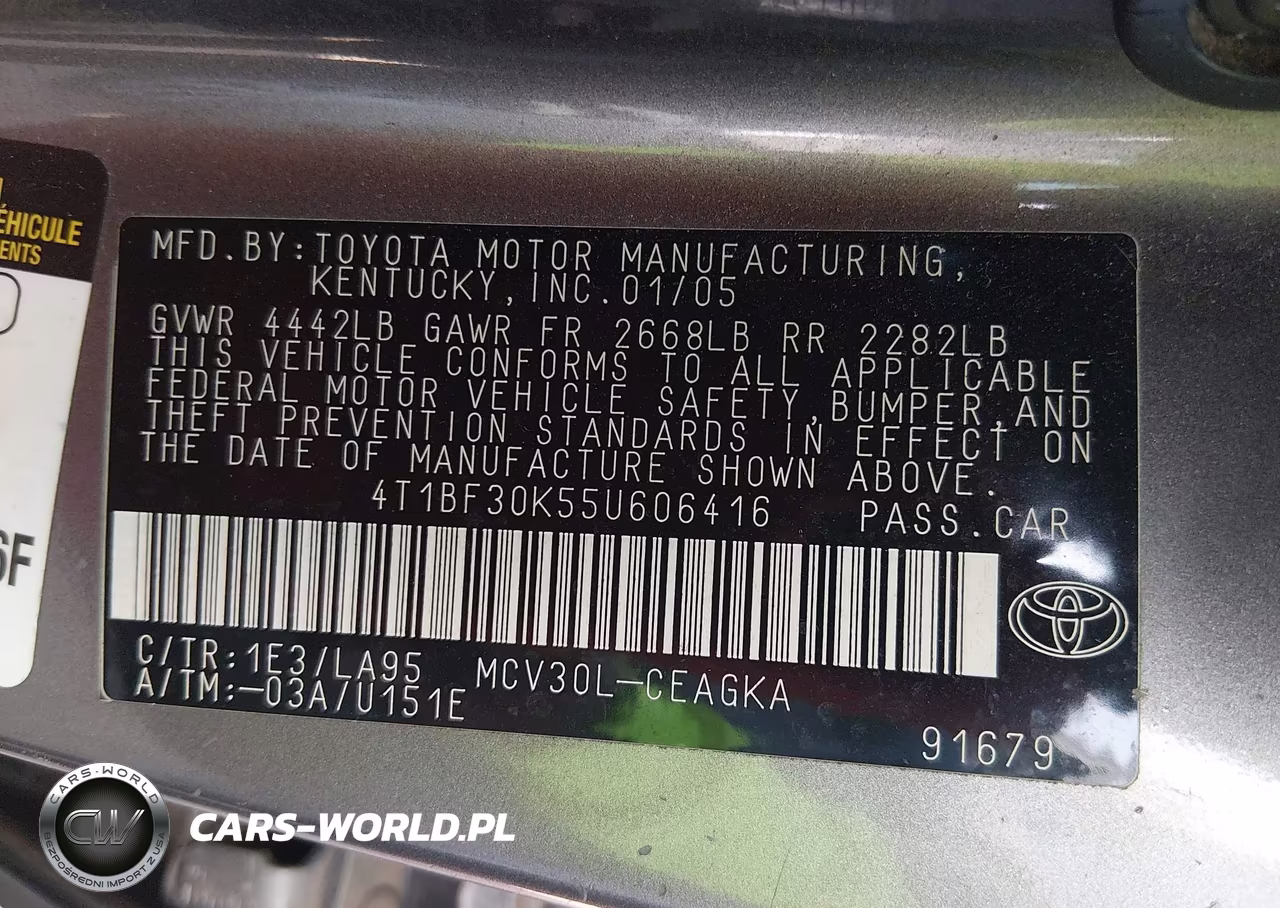2005 Toyota Camry Xle V6 VIN:4T1BF30K55U606416 - 9