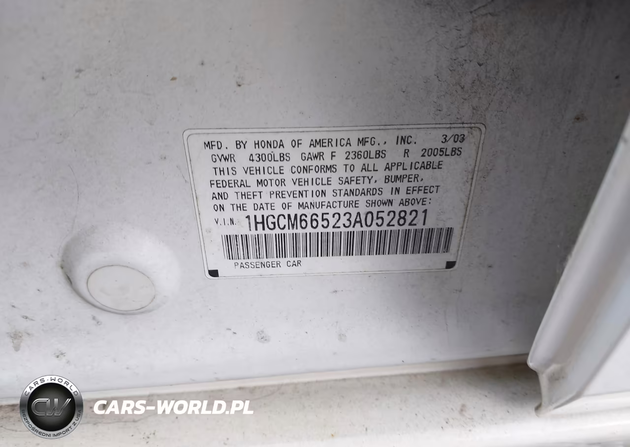 2003 Honda Accord Sdn Ex VIN:1HGCM66523A052821 - 9