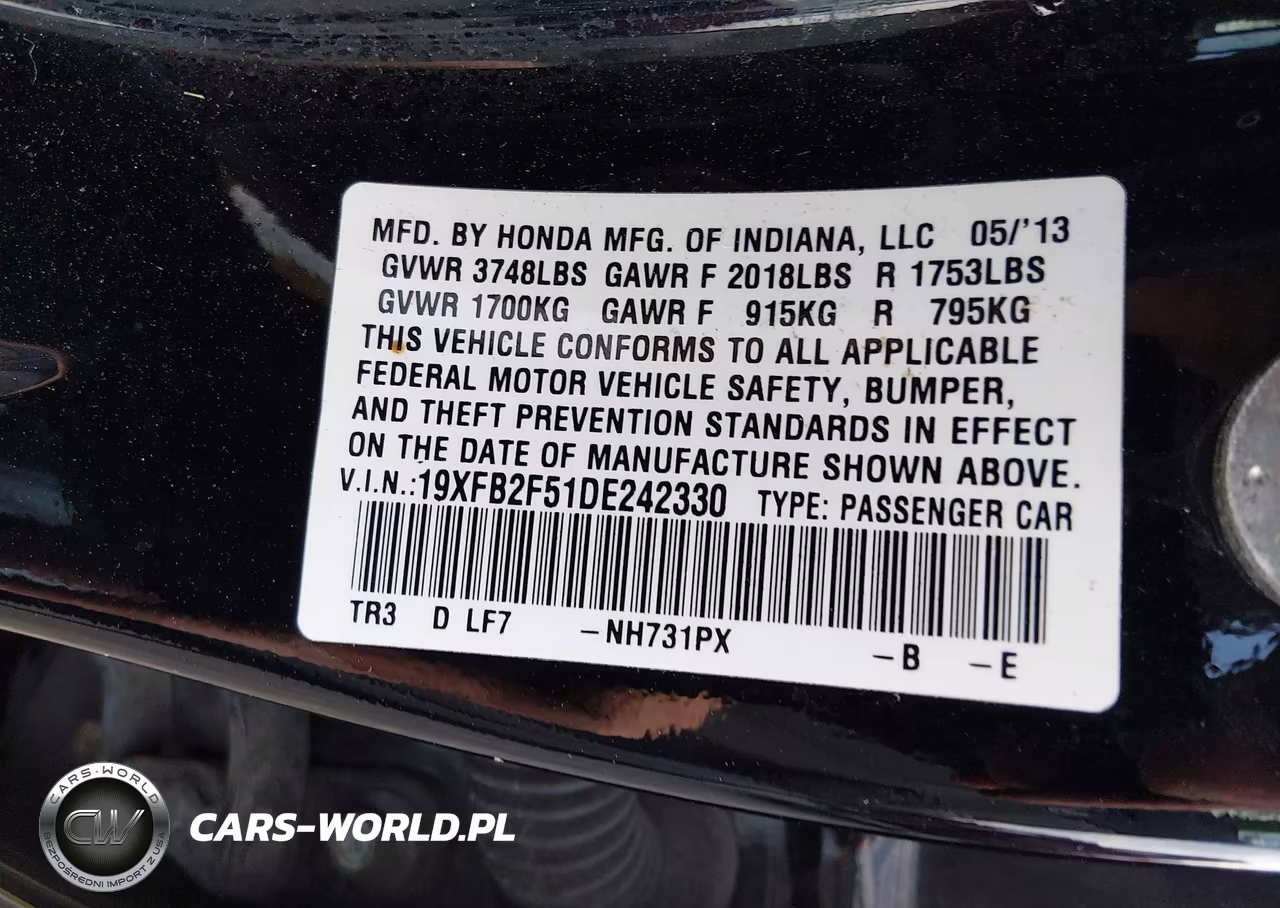 2013 Honda Civic Lx VIN:19XFB2F51DE242330 - 9