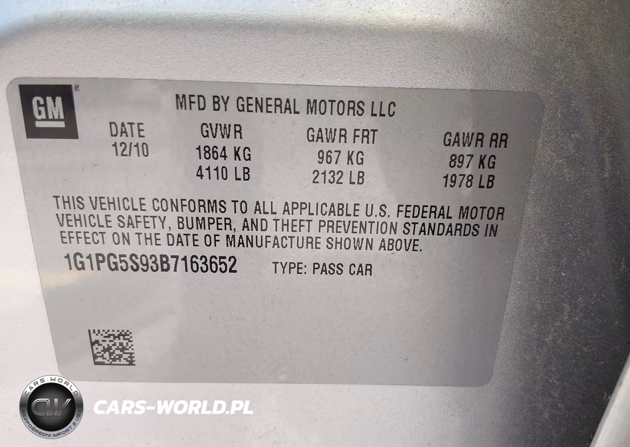 2011 Chevrolet Cruze 2Lt VIN:1G1PG5S93B7163652 - 9