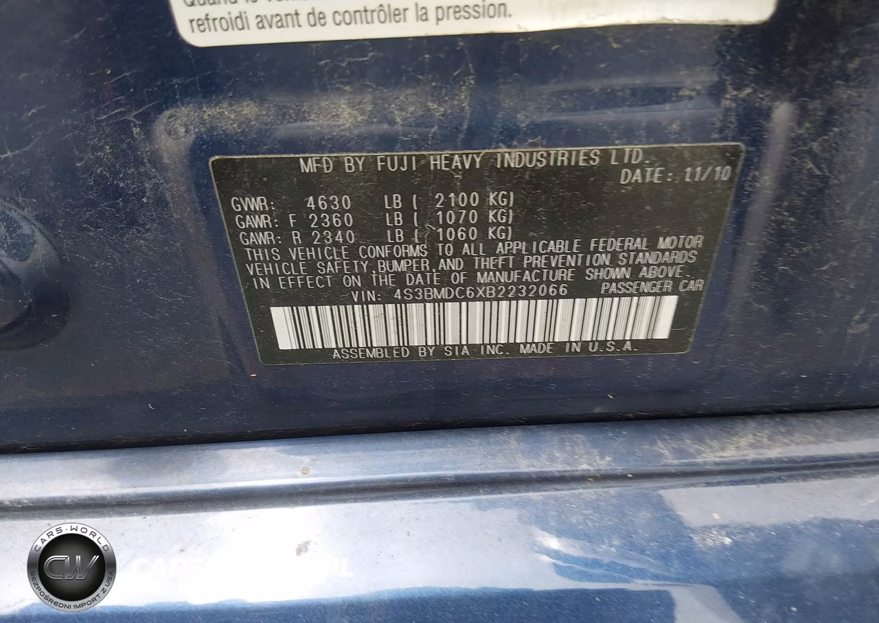 2011 Subaru Legacy 3.6R Premium VIN:4S3BMDC6XB2232066 - 9