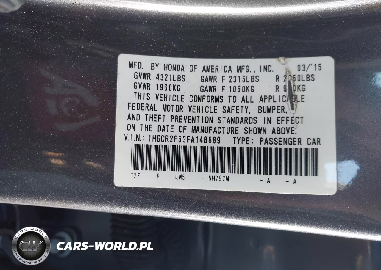 2015 Honda Accord Sport VIN:1HGCR2F53FA148889 - 9