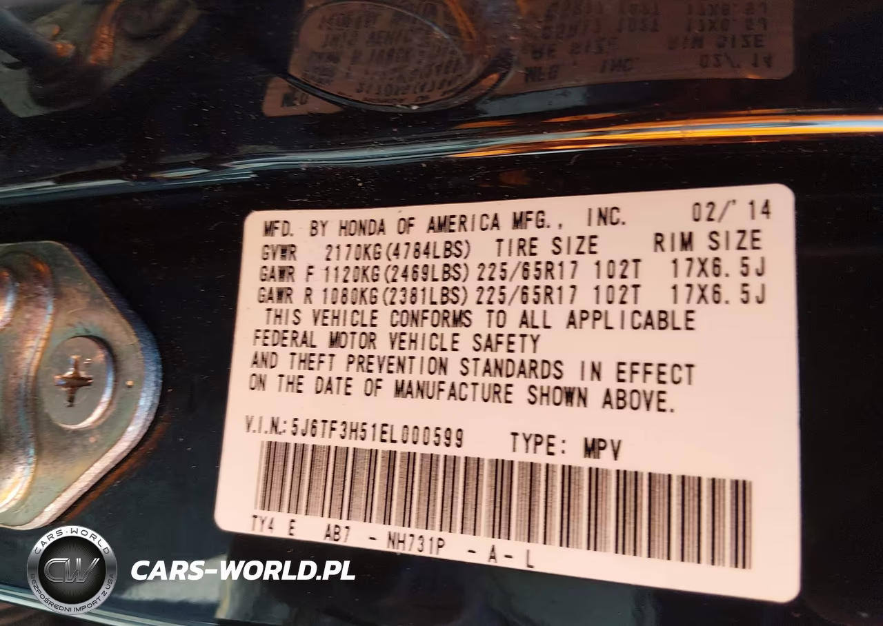 2014 Honda Crosstour Ex-L VIN:5J6TF3H51EL000599 - 9
