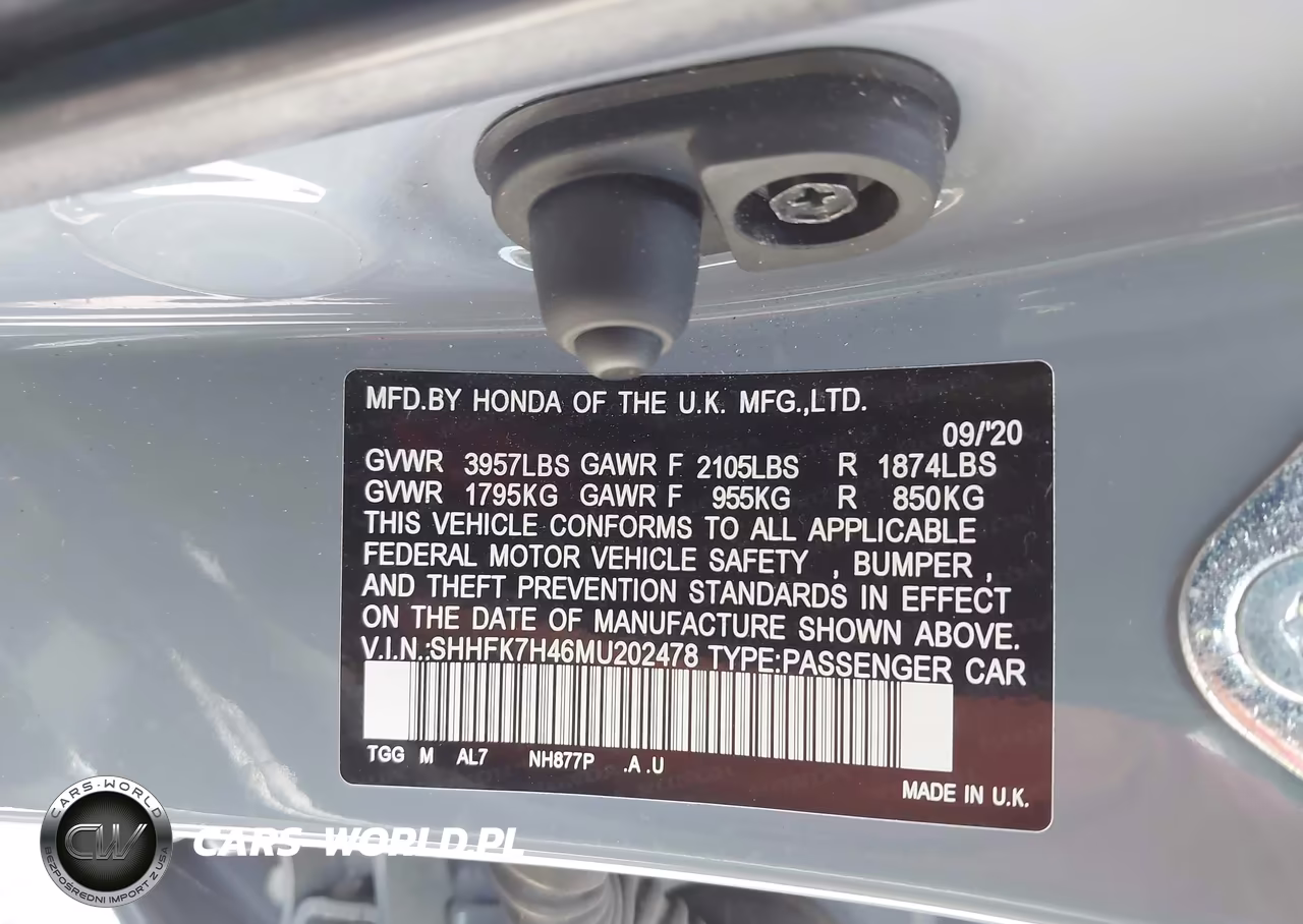 2021 Honda Civic Sport VIN:SHHFK7H46MU202478 - 9