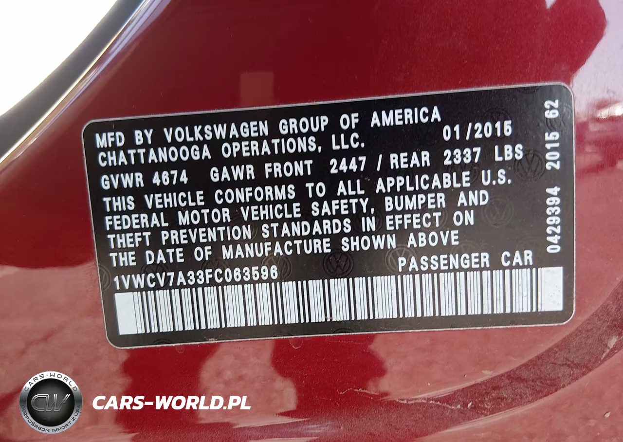 2015 Volkswagen Passat 2.0L Tdi Sel Premium VIN:1VWCV7A33FC063596 - 9