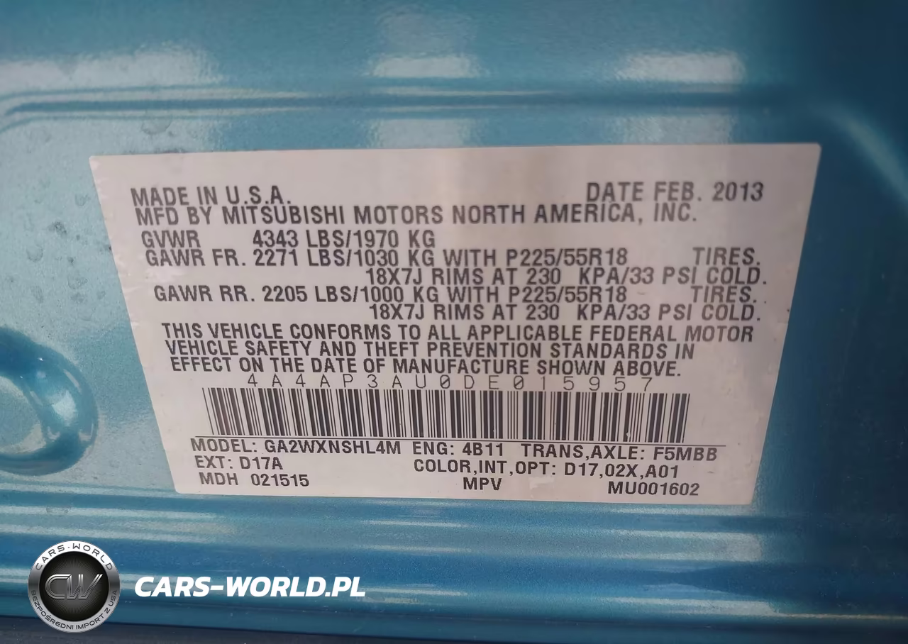 2013 Mitsubishi Outlander Sport Es VIN:4A4AP3AU0DE015957 - 9