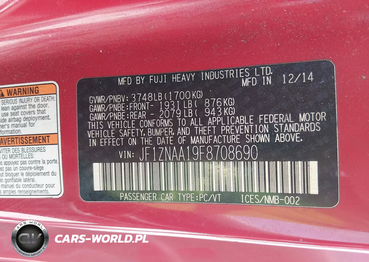 2015 Scion Fr-S VIN:JF1ZNAA19F8708690 - 9