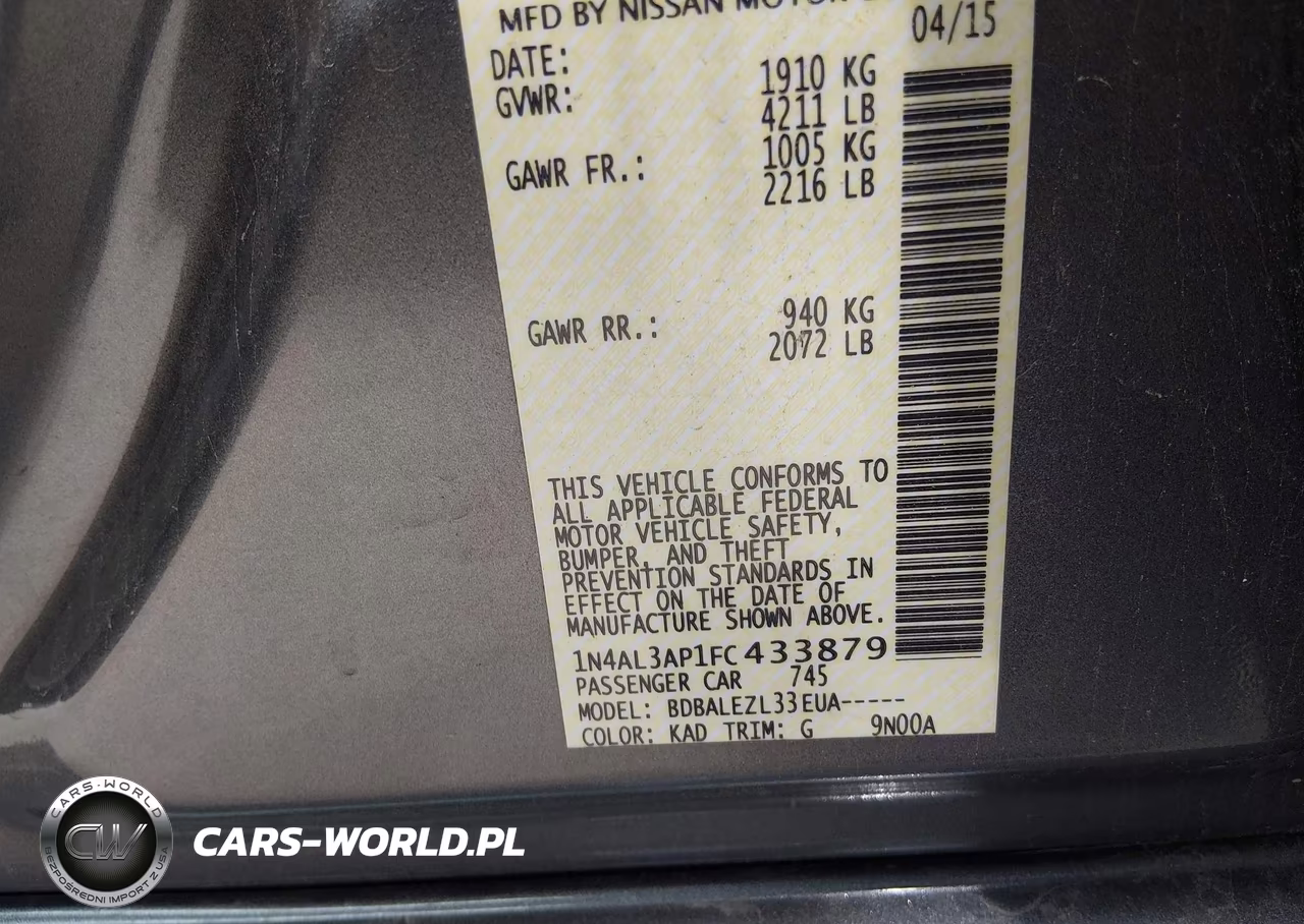 2015 Nissan Altima 2.5 S VIN:1N4AL3AP1FC433879 - 9