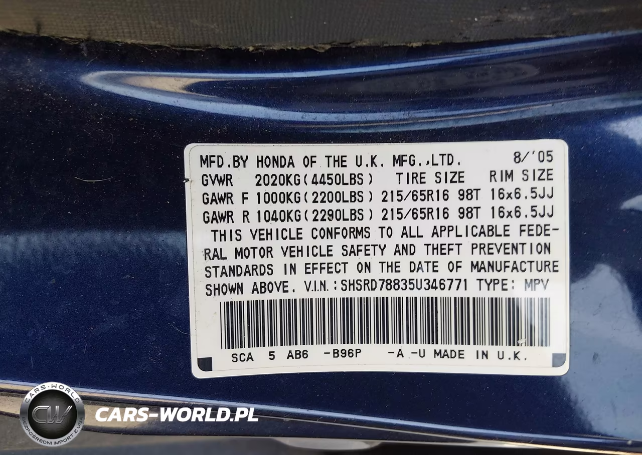 2005 Honda Cr-V Ex VIN:SHSRD78835U346771 - 9
