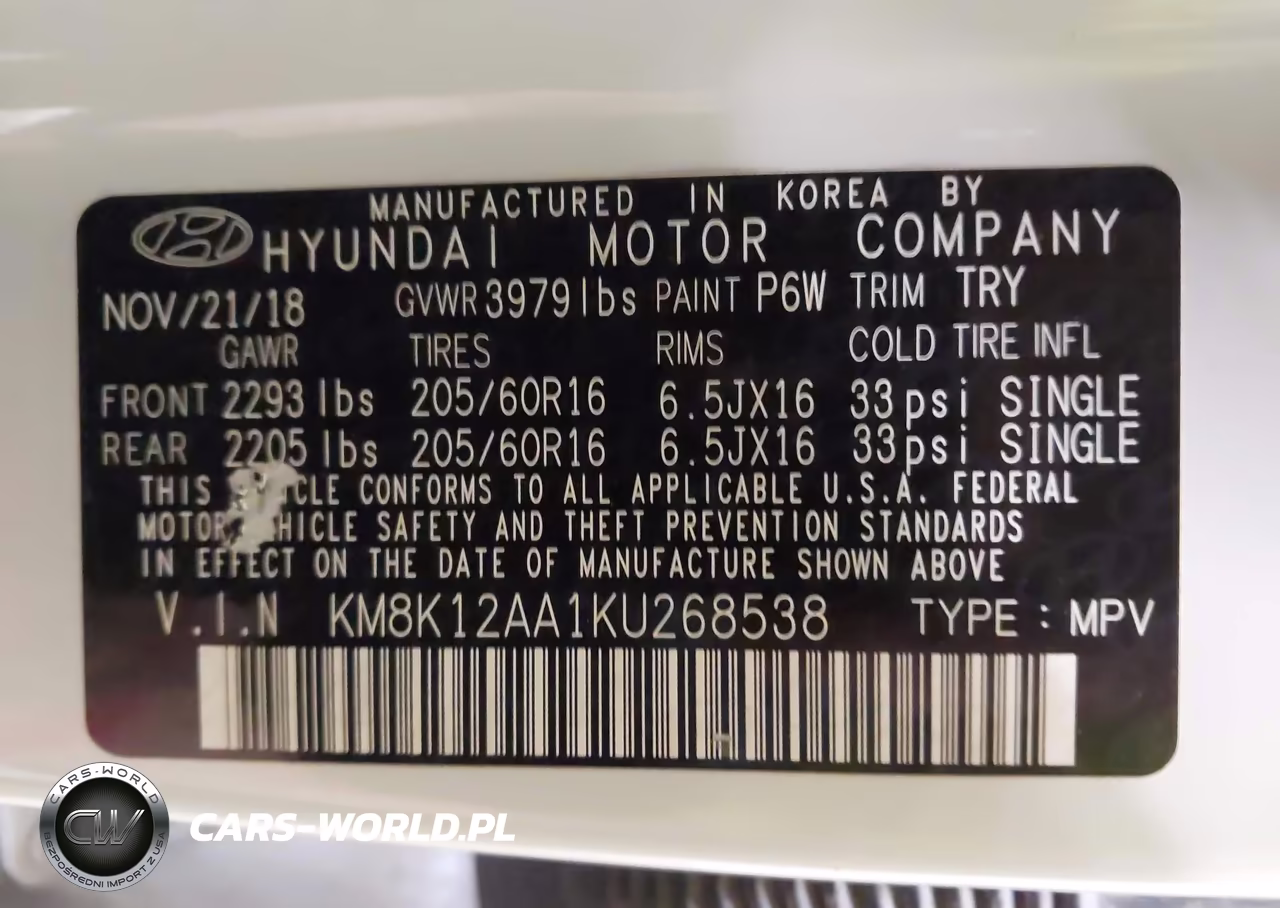 2019 Hyundai Kona Se VIN:KM8K12AA1KU268538 - 9