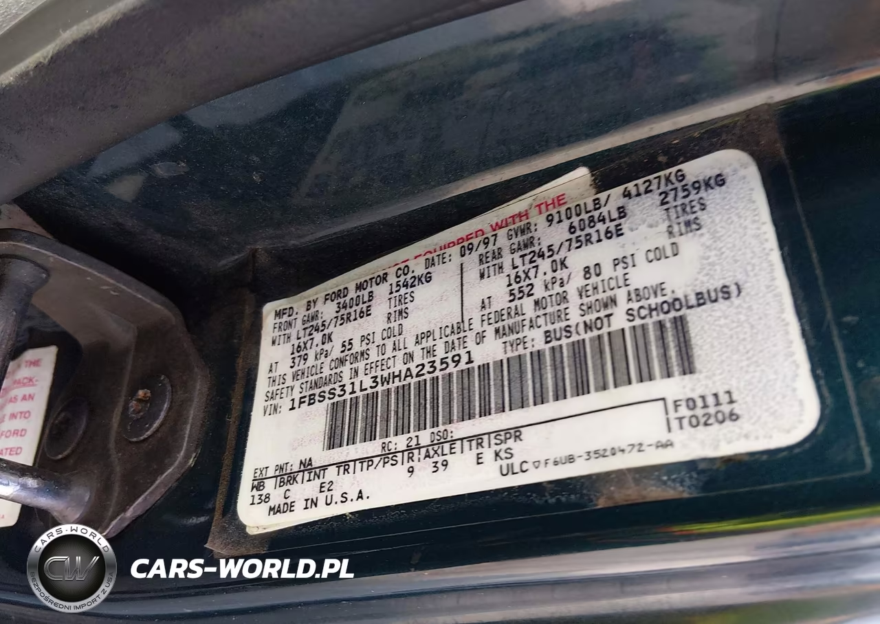 1998 Ford Super Club Wagon Xl-Xlt VIN:1FBSS31L3WHA23591 - 9