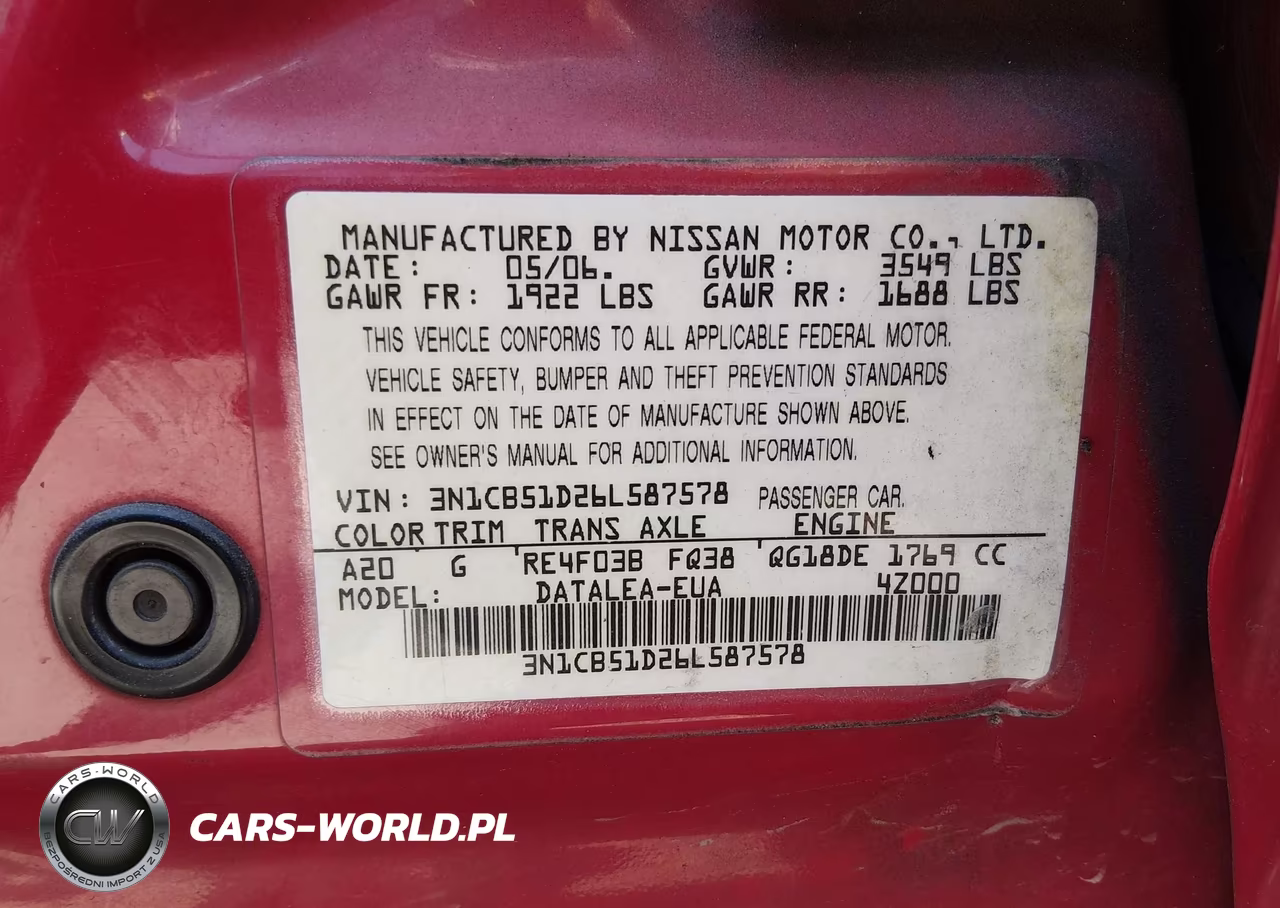 2006 Nissan Sentra 1.8S VIN:3N1CB51D26L587578 - 9