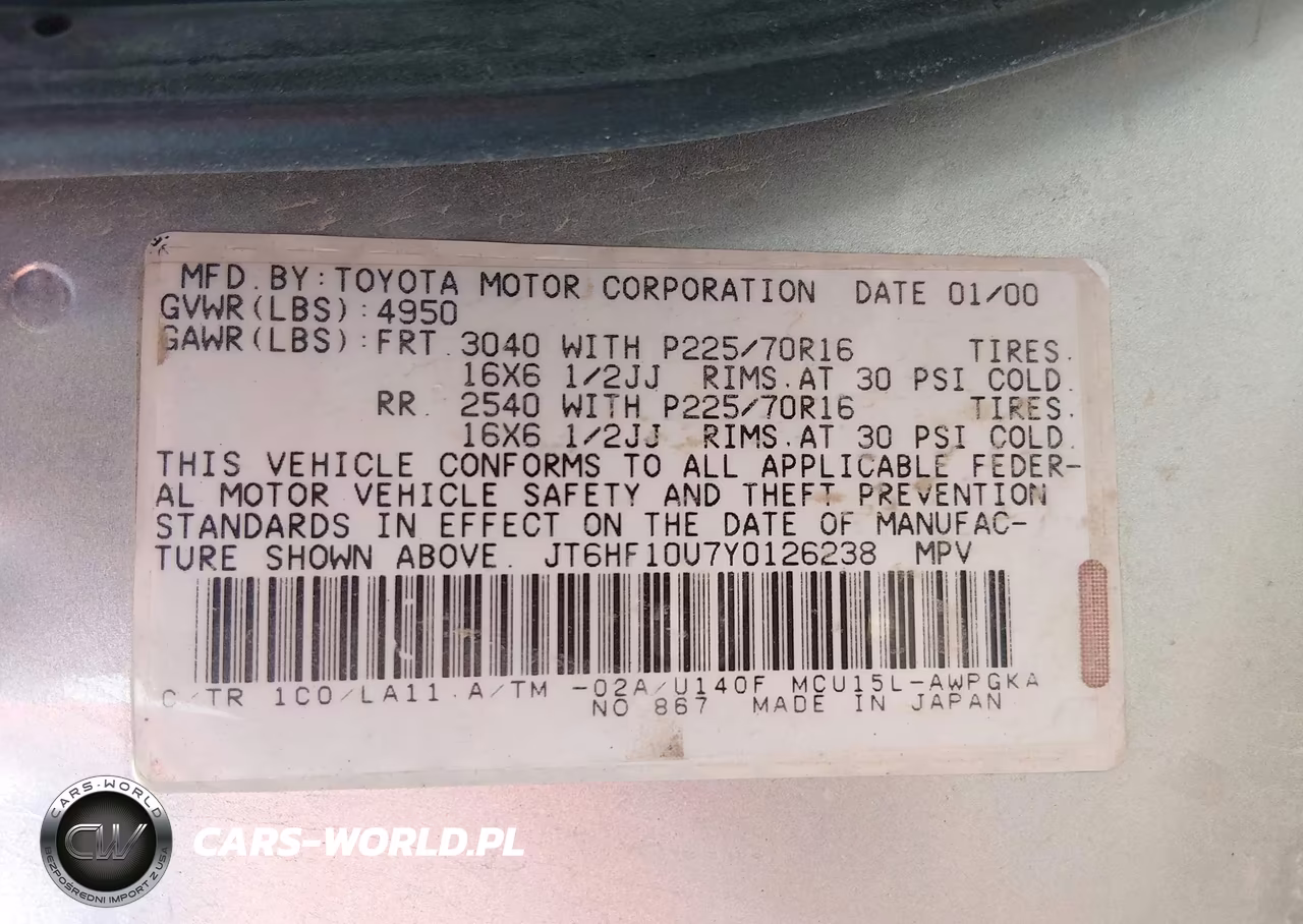 2000 Lexus Rx 300 VIN:JT6HF10U7Y0126238 - 9