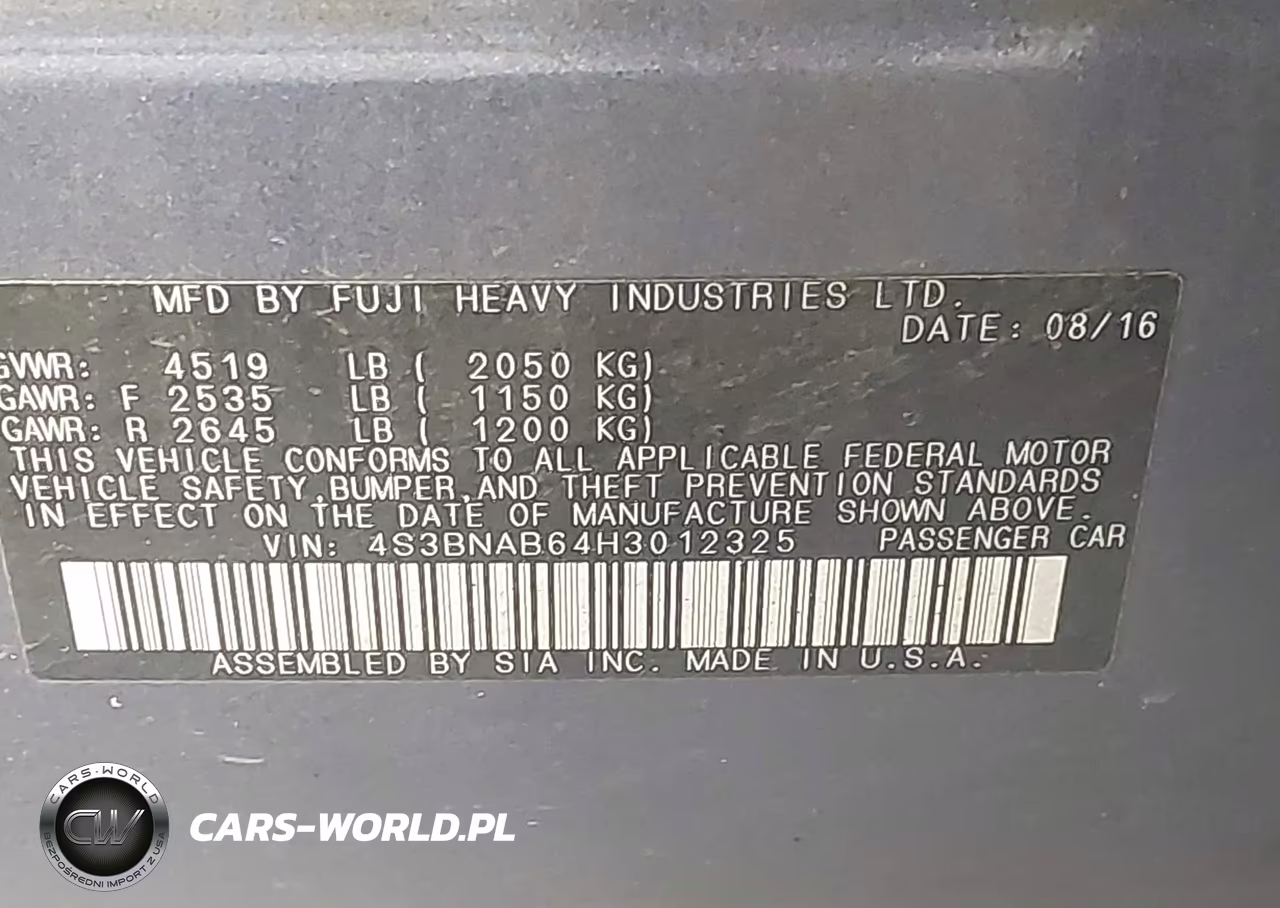 2017 Subaru Legacy 2.5I VIN:4S3BNAB64H3012325 - 9