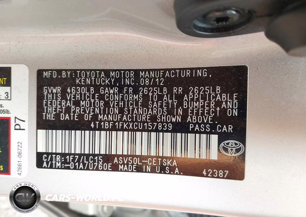 2012 Toyota Camry Se VIN:4T1BF1FKXCU157839 - 9