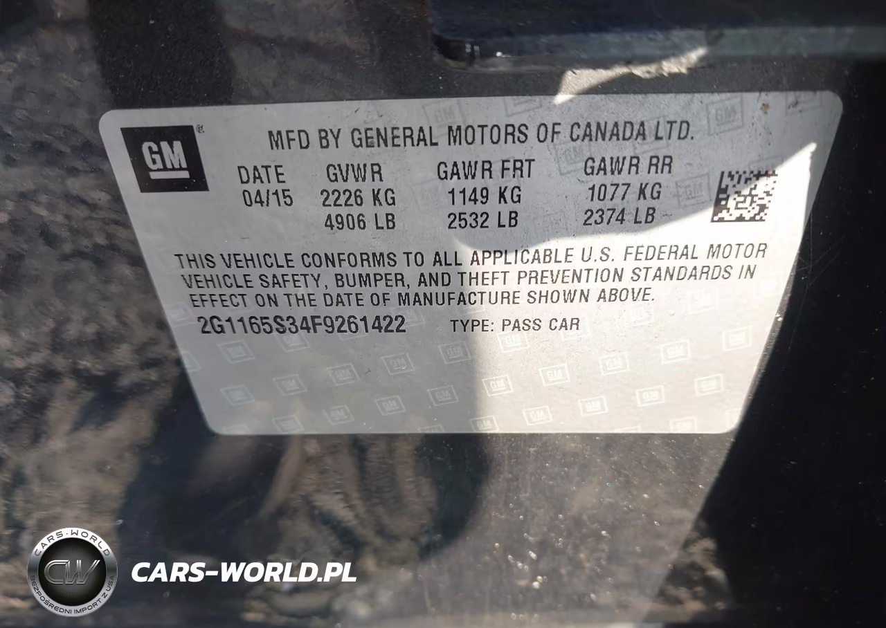 2015 Chevrolet Impala 2Lz VIN:2G1165S34F9261422 - 9