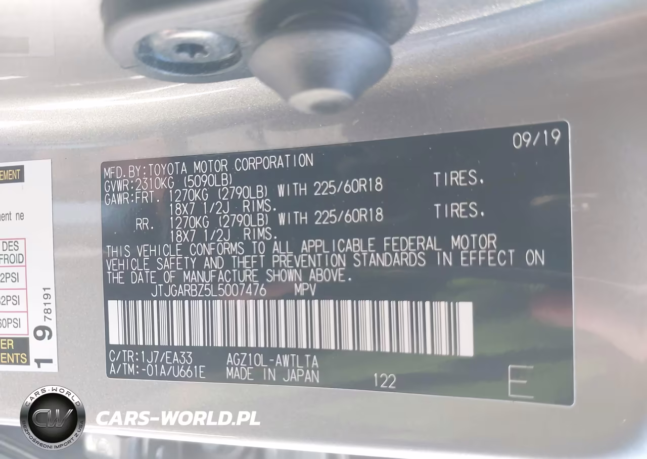 2020 Lexus Nx 300 VIN:JTJGARBZ5L5007476 - 9