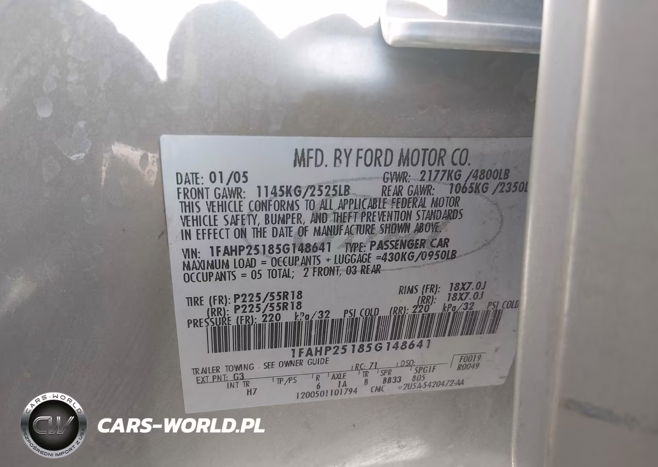 2005 Ford Five Hundred Limited VIN:1FAHP25185G148641 - 7