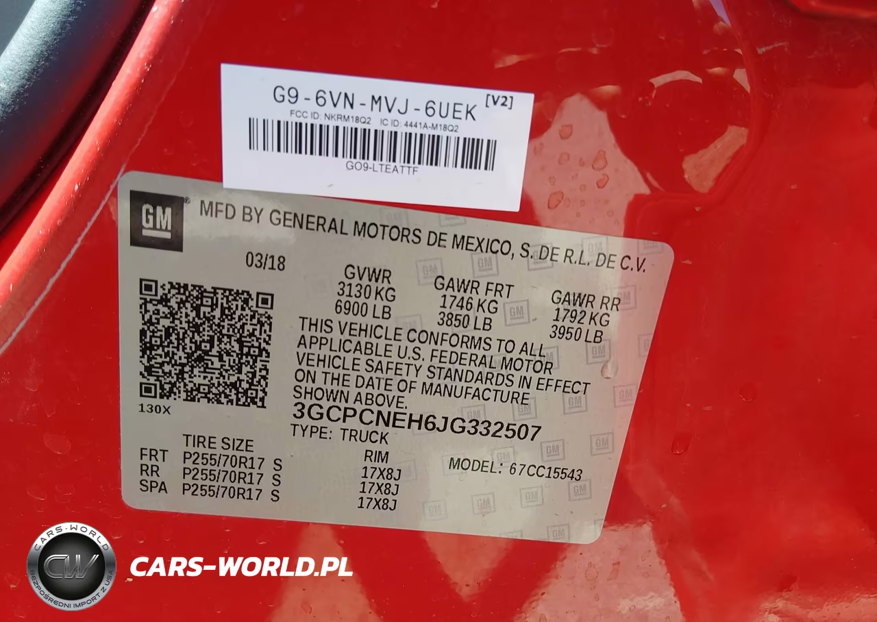 2018 Chevrolet Silverado 1500 Wt VIN:3GCPCNEH6JG332507 - 9