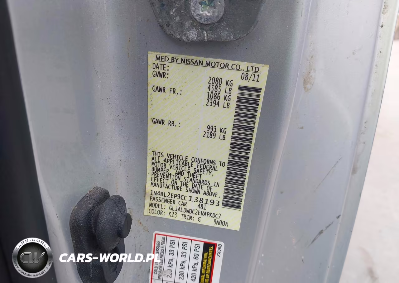 2012 Nissan Altima 3.5 Sr VIN:1N4BL2EP9CC138193 - 9