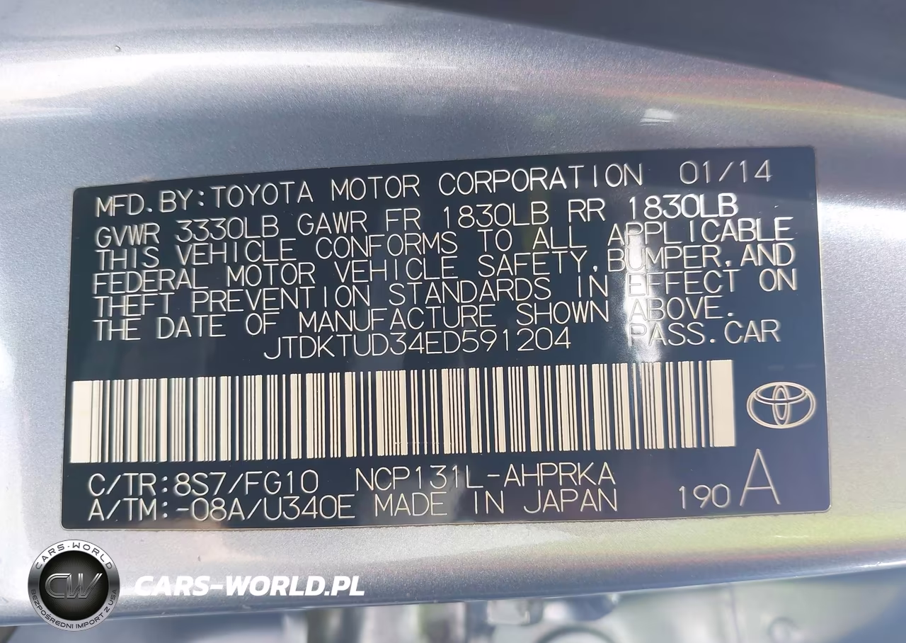 2014 Toyota Yaris L (Tmc-Cbu Plant) VIN:JTDKTUD34ED591204 - 9
