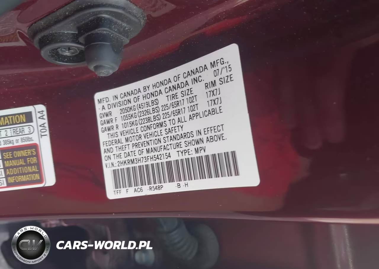 2015 Honda Cr-V Ex-L VIN:2HKRM3H73FH542154 - 9