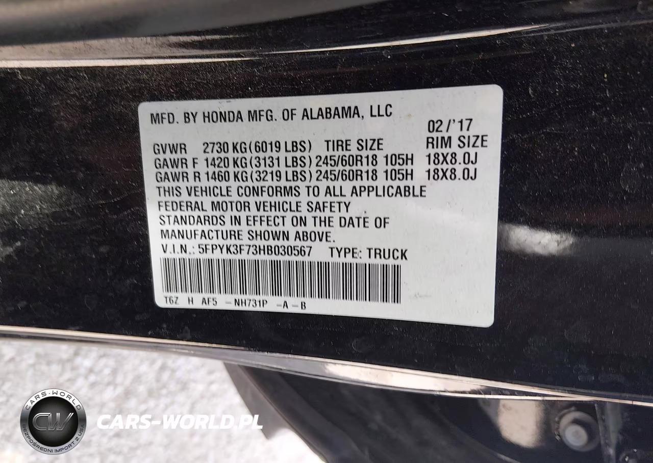 2017 Honda Ridgeline Rtl-E VIN:5FPYK3F73HB030567 - 9