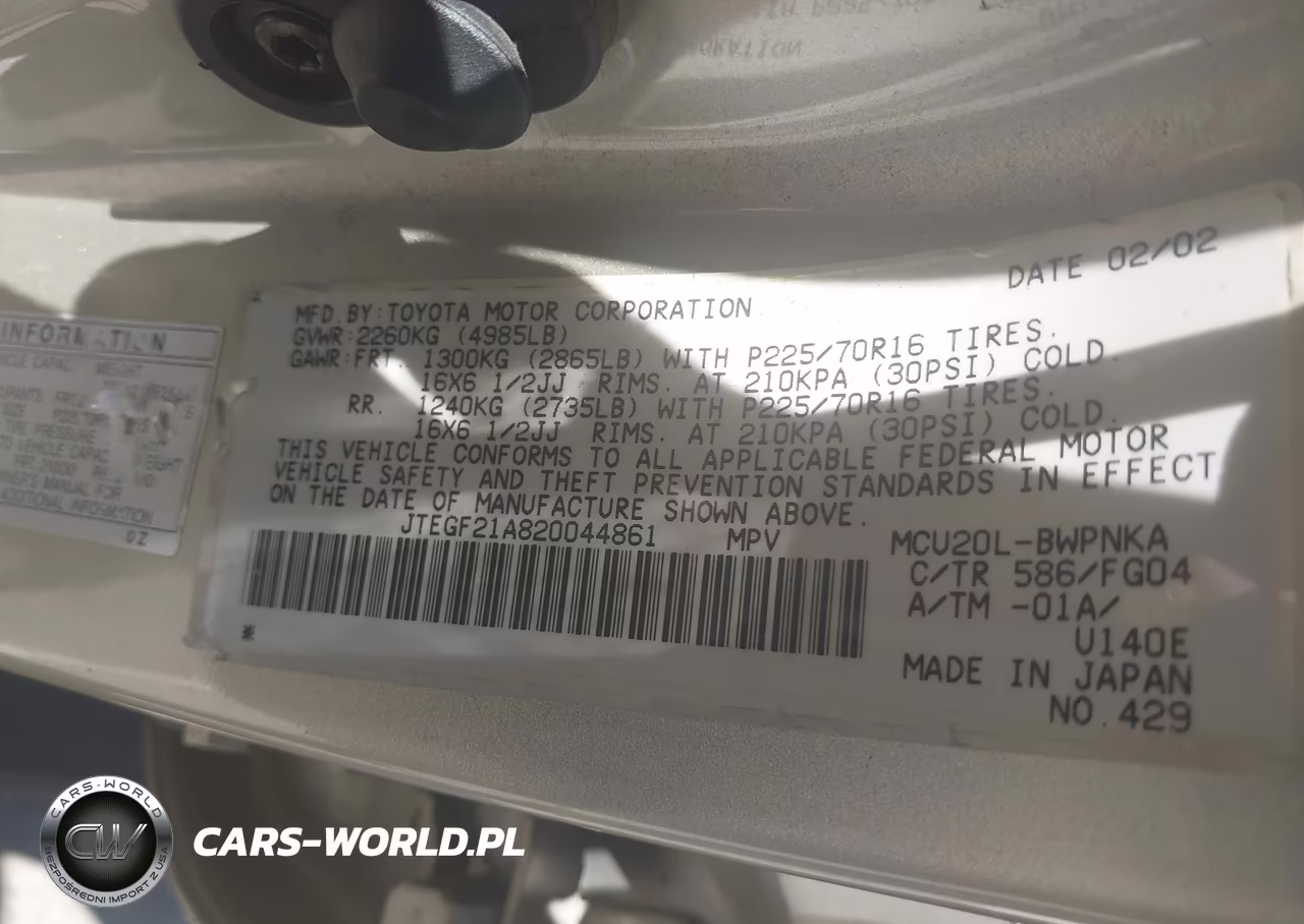 2002 Toyota Highlander V6 VIN:JTEGF21A820044861 - 9