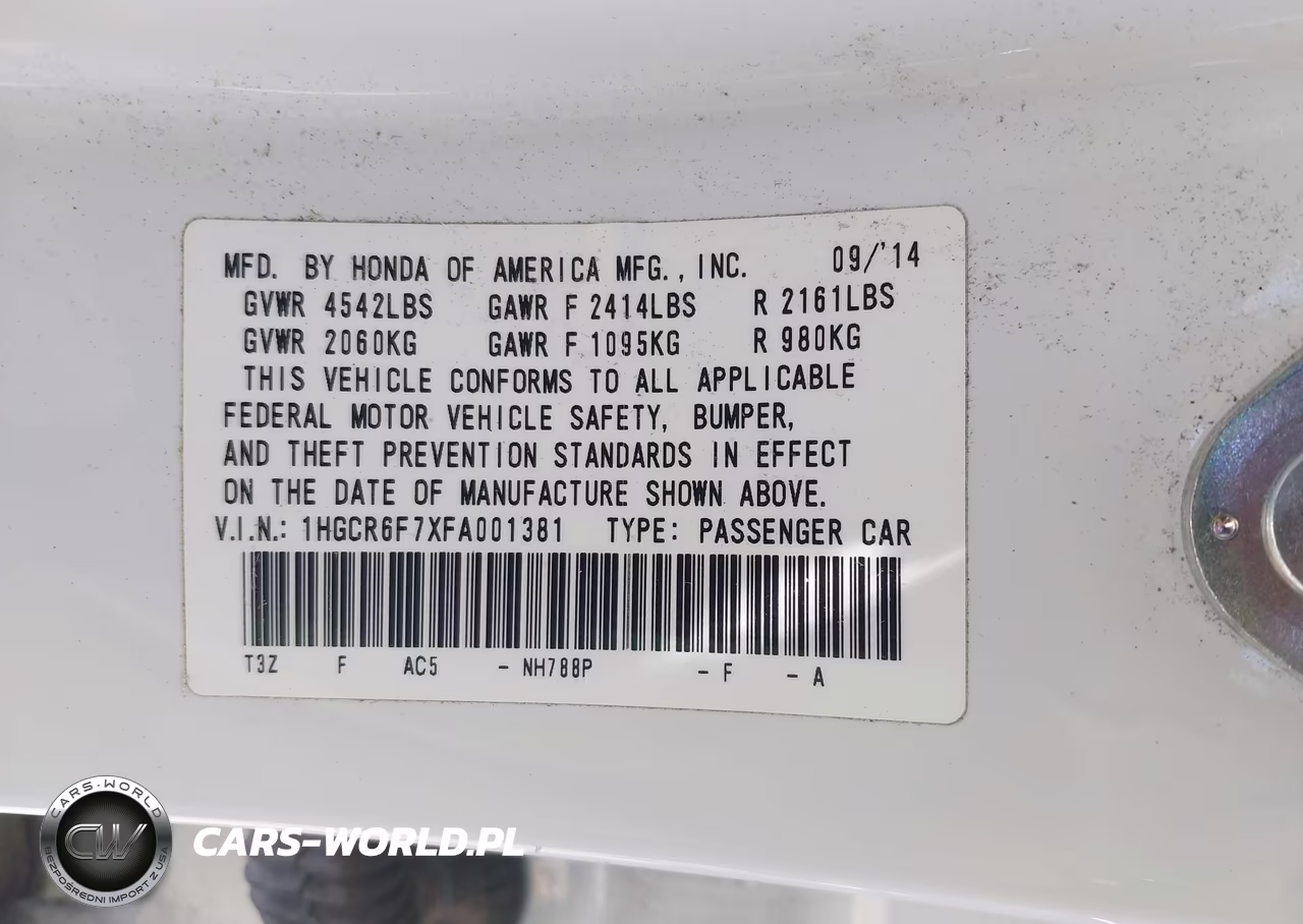 2015 Honda Accord Hybrid Touring VIN:1HGCR6F7XFA001381 - 9