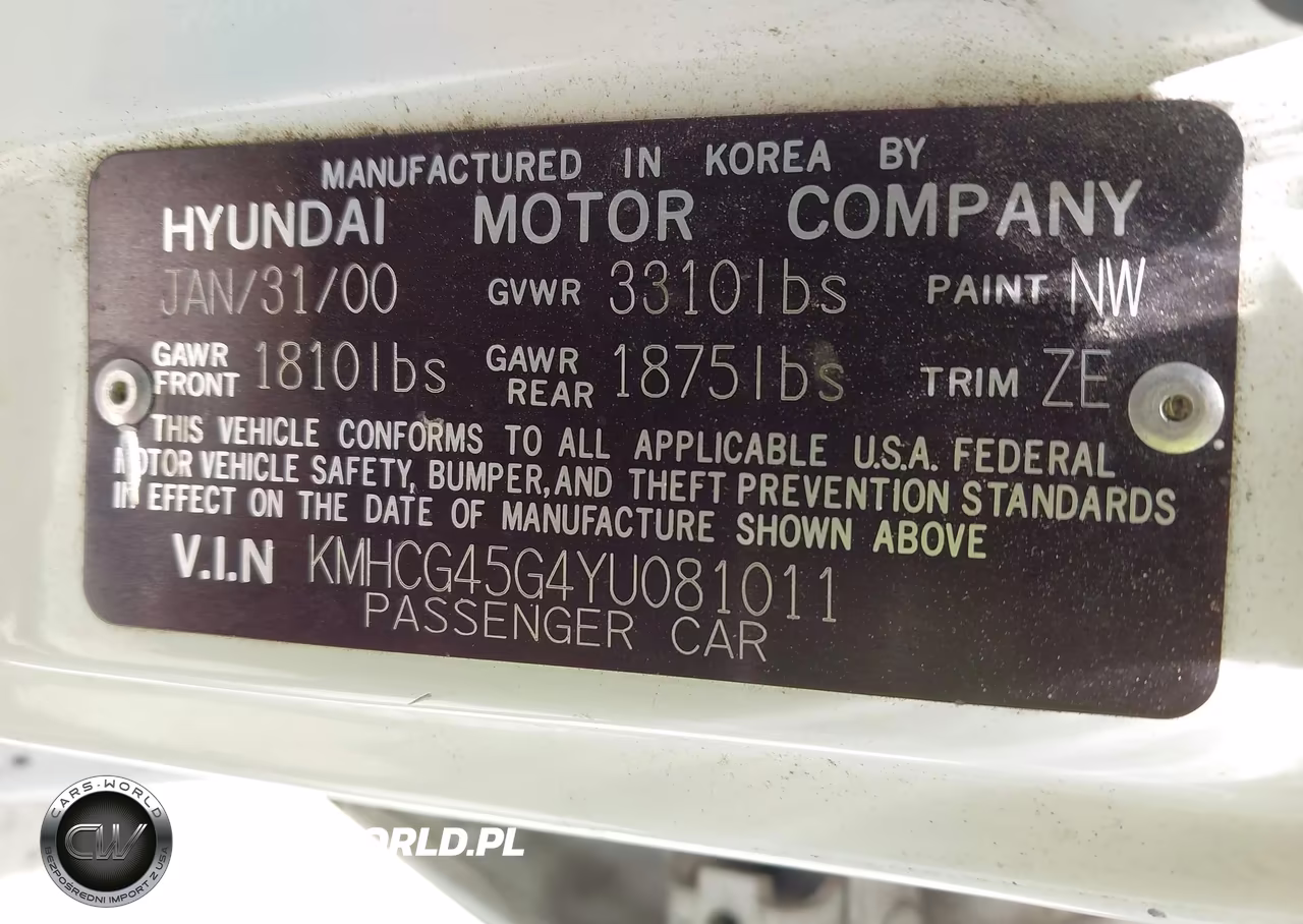 2000 Hyundai Accent Gl VIN:KMHCG45G4YU081011 - 9