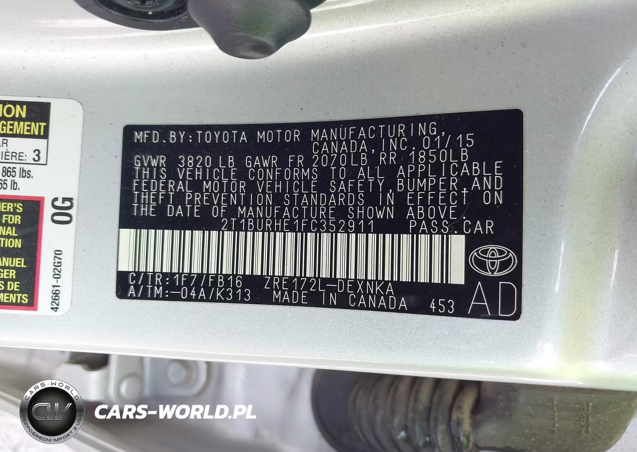 2015 Toyota Corolla Le VIN:2T1BURHE1FC352911 - 9