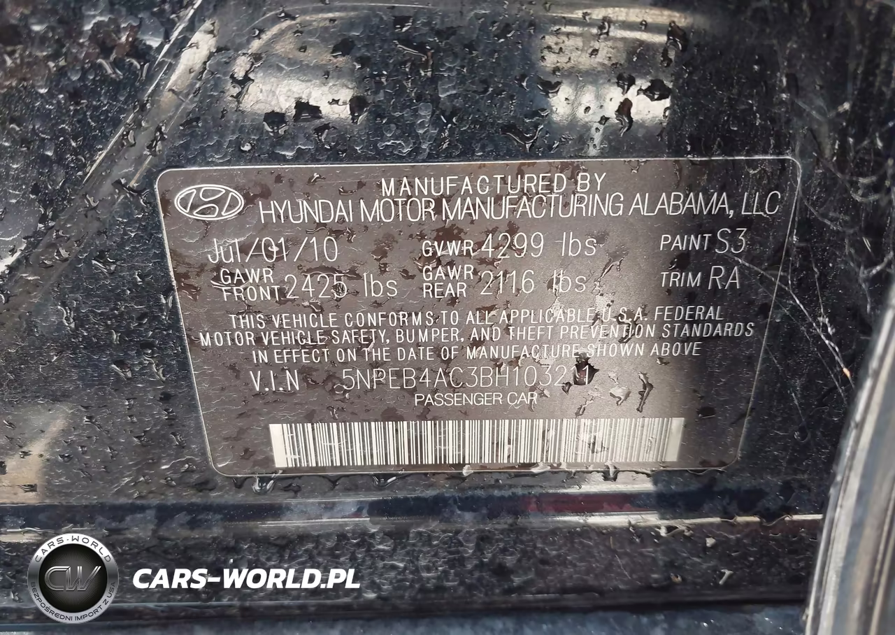 2011 Hyundai Sonata Gls VIN:5NPEB4AC3BH103211 - 9