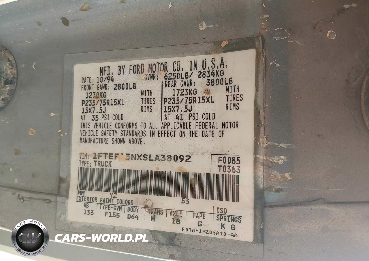 1995 Ford F150 VIN:1FTEF15NXSLA38092 - 9