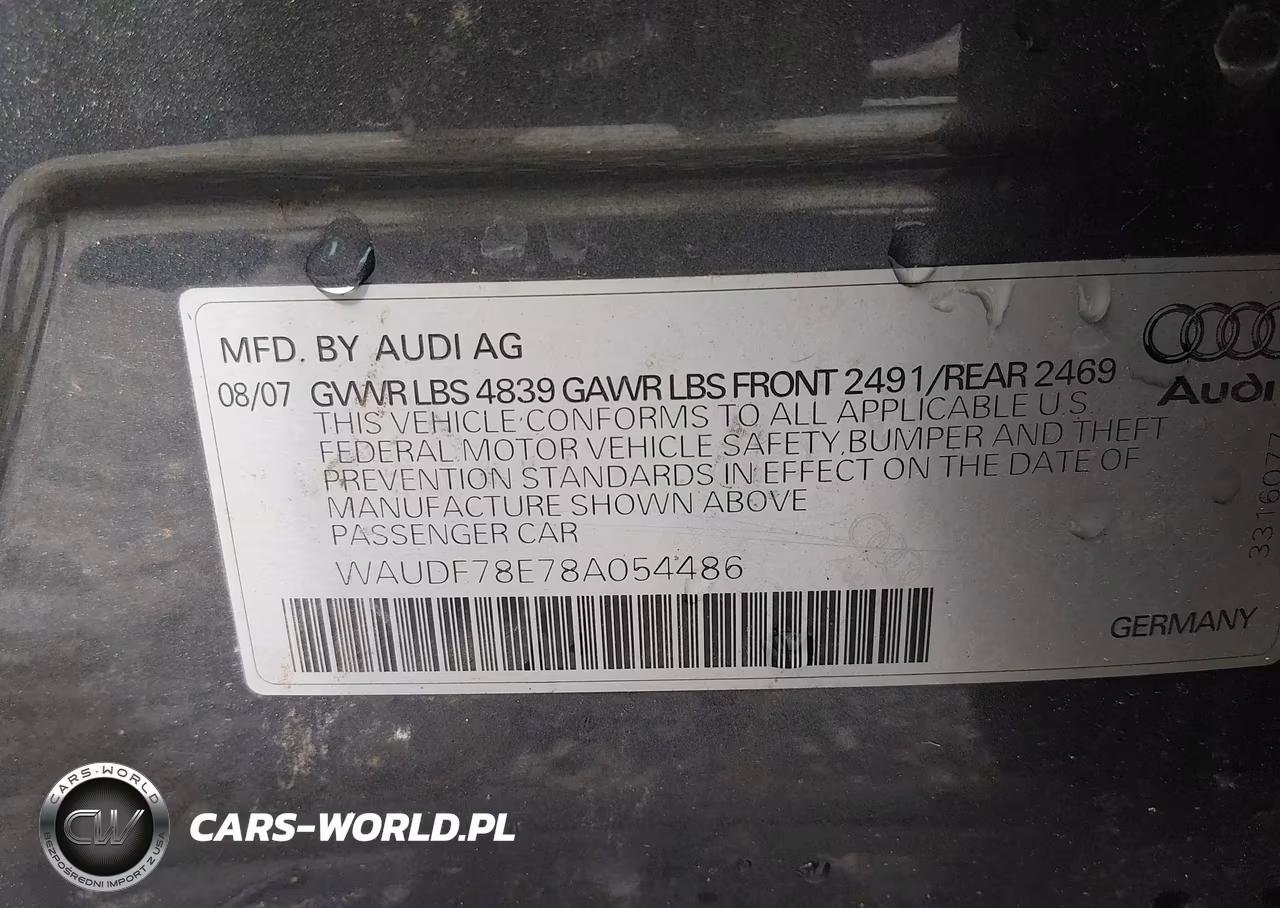 2008 Audi A4 2.0T VIN:WAUDF78E78A054486 - 9