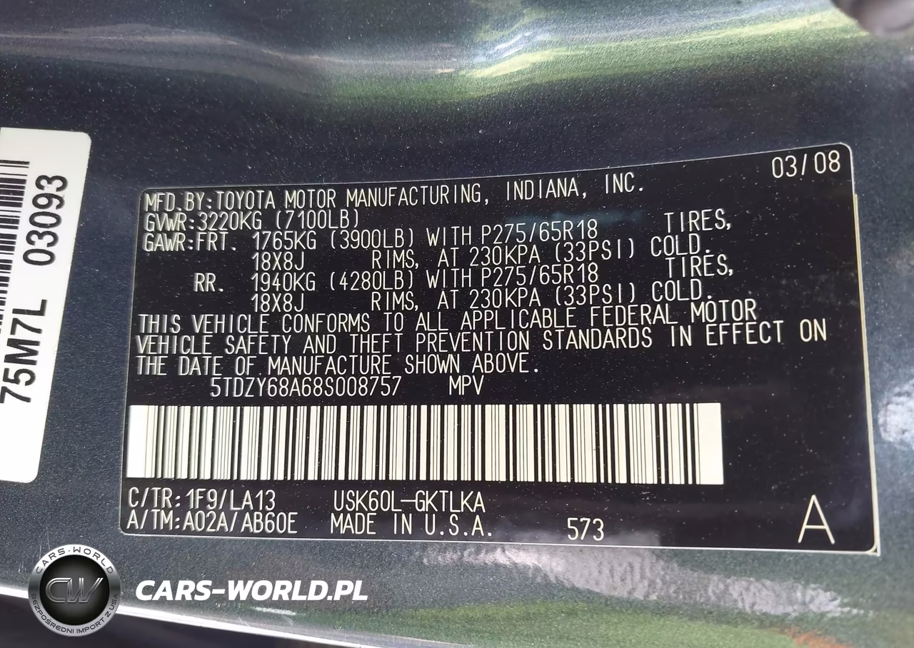 2008 Toyota Sequoia Limited 5.7L V8 VIN:5TDZY68A68S008757 - 9